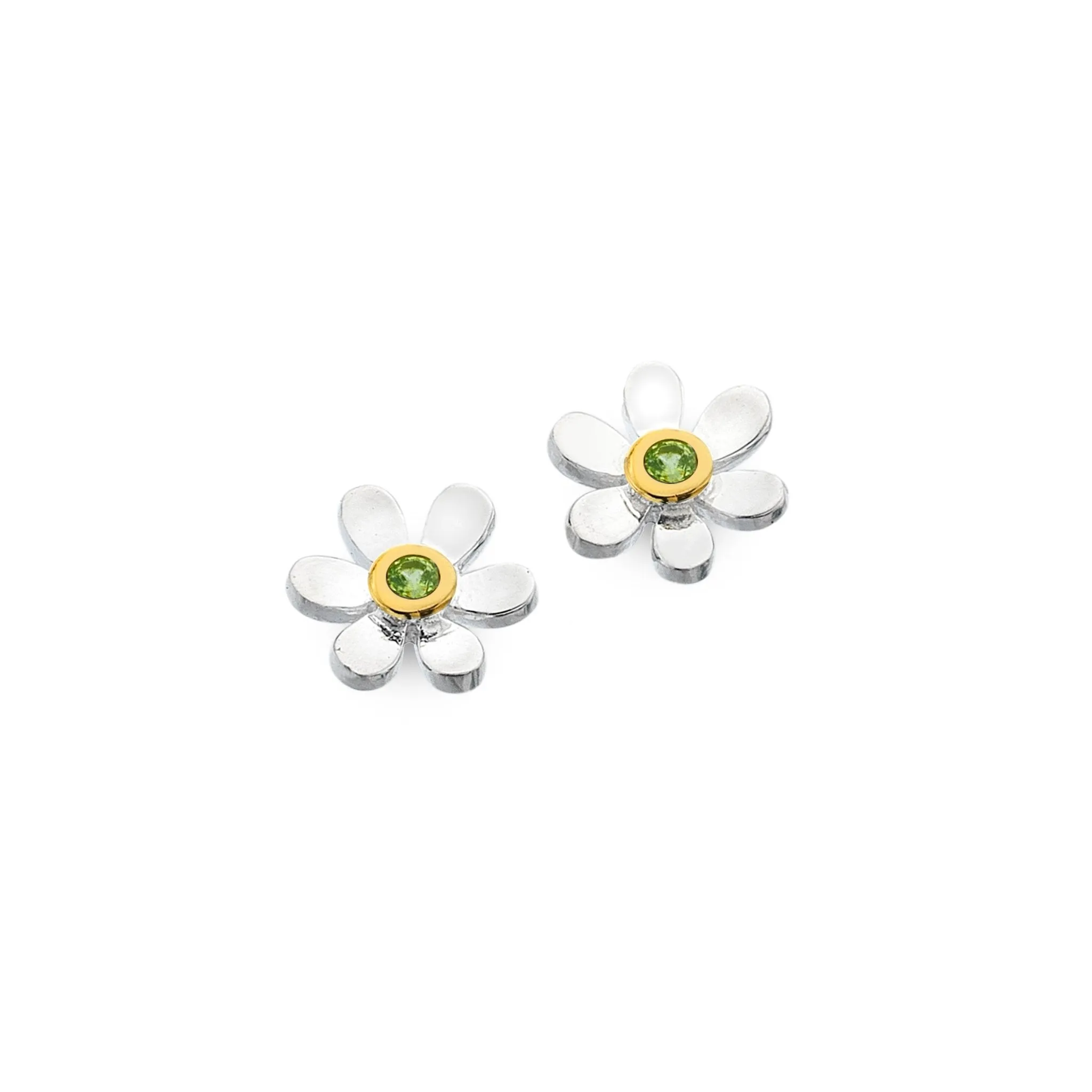 August birthstone daisy studs