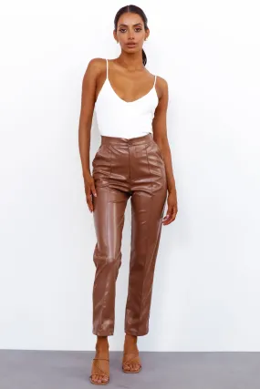 Baddie Central Faux Leather Pants Brown