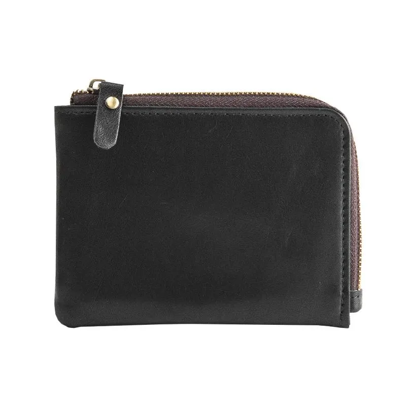 Black Soft Leather Mens Small Wallet Brown Coin Wallet Front Pocket Wallet billfold Wallet for Men