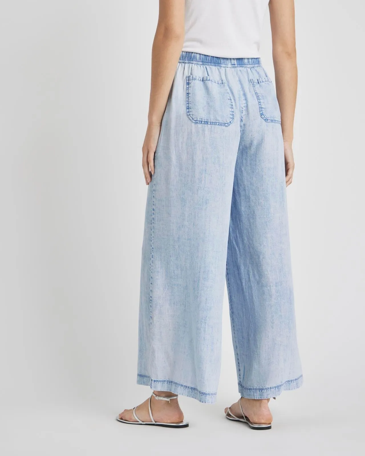 Bleached Indigo Angie Crop Palazzo Pant