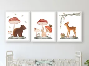 Boho Woodland Mushroom Nursery Prints