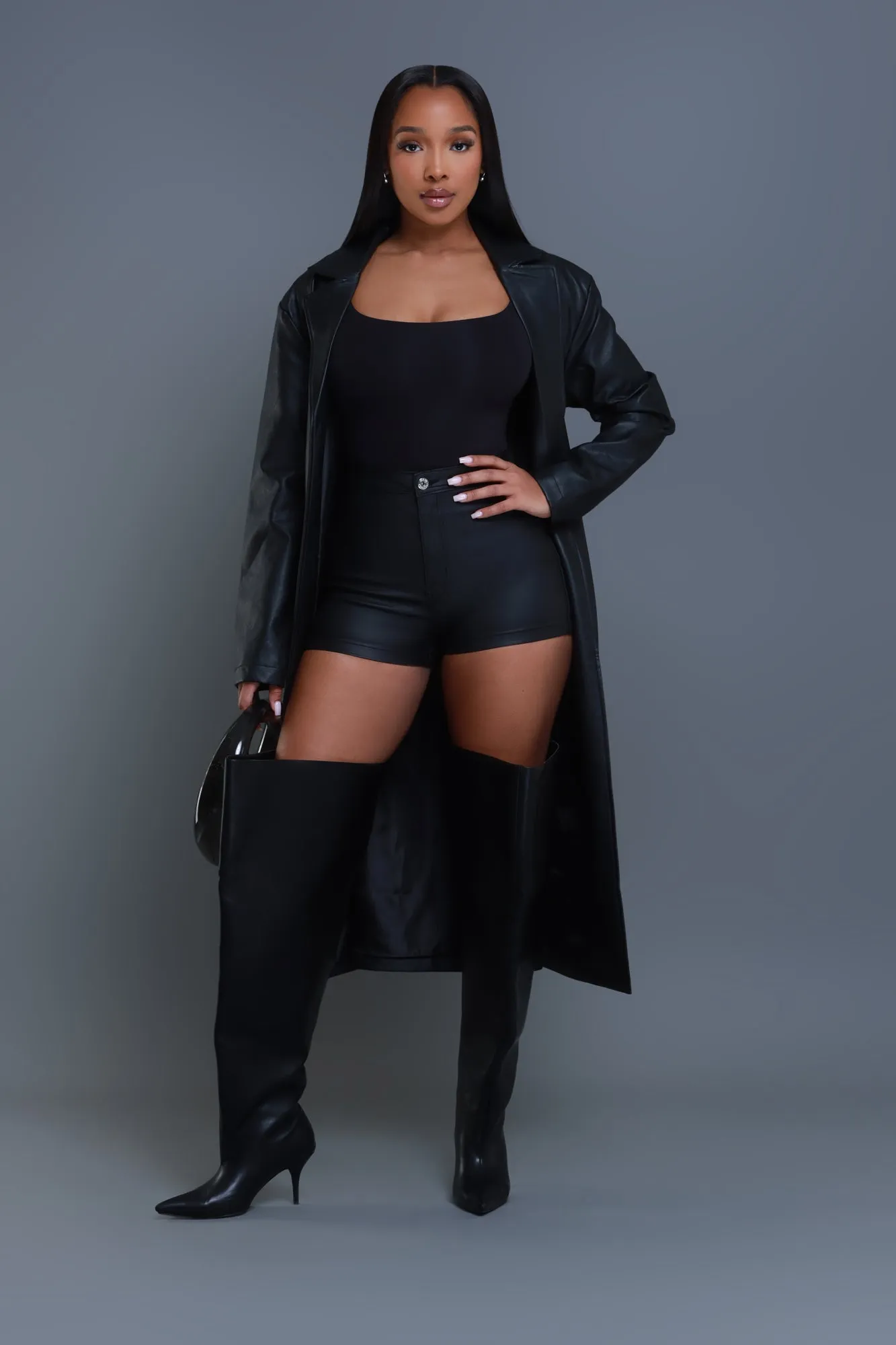 Born For This Faux Leather Shorts - Black