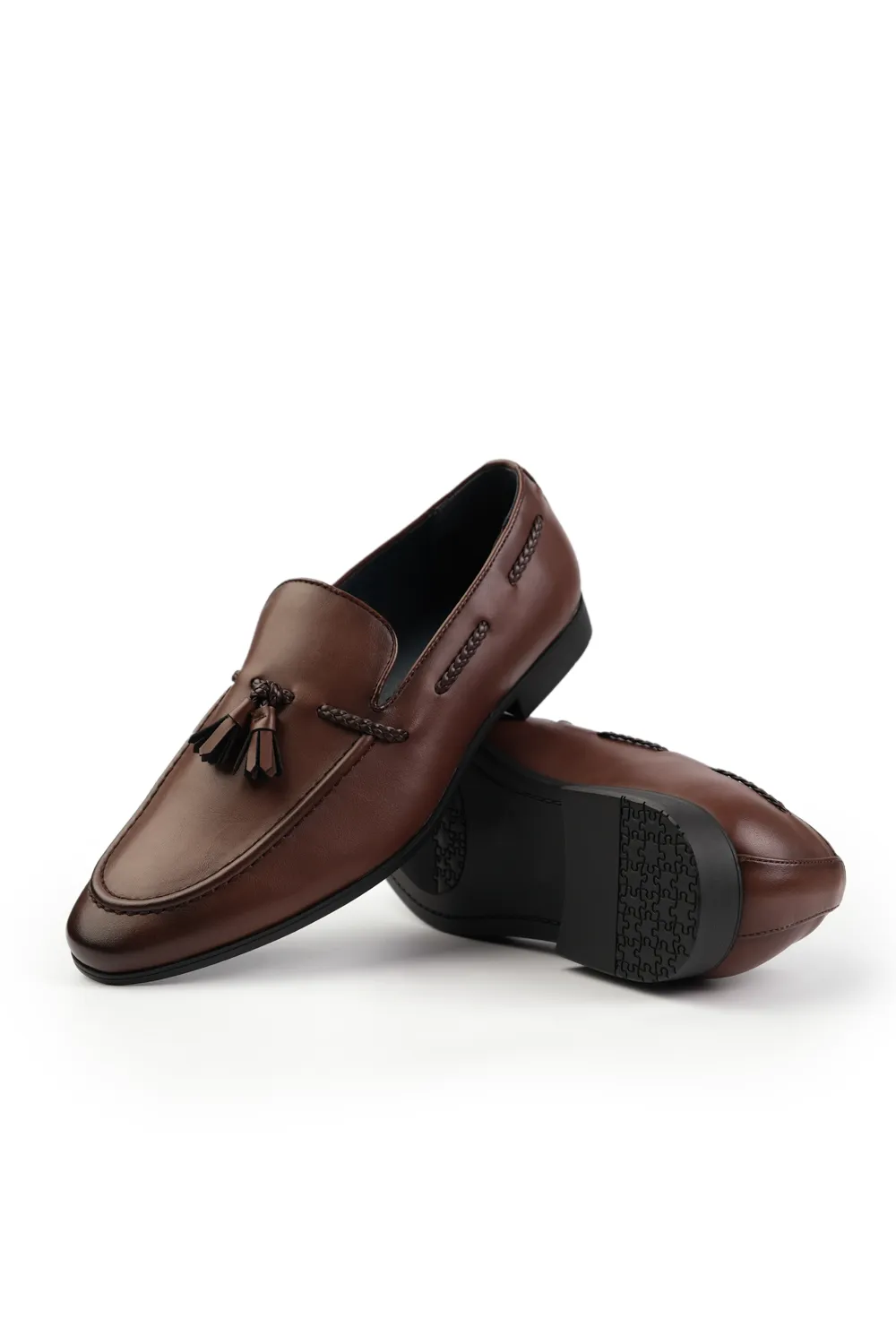 BRADLEY SLIP ON BRAIDED LOAFERS IN BROWN