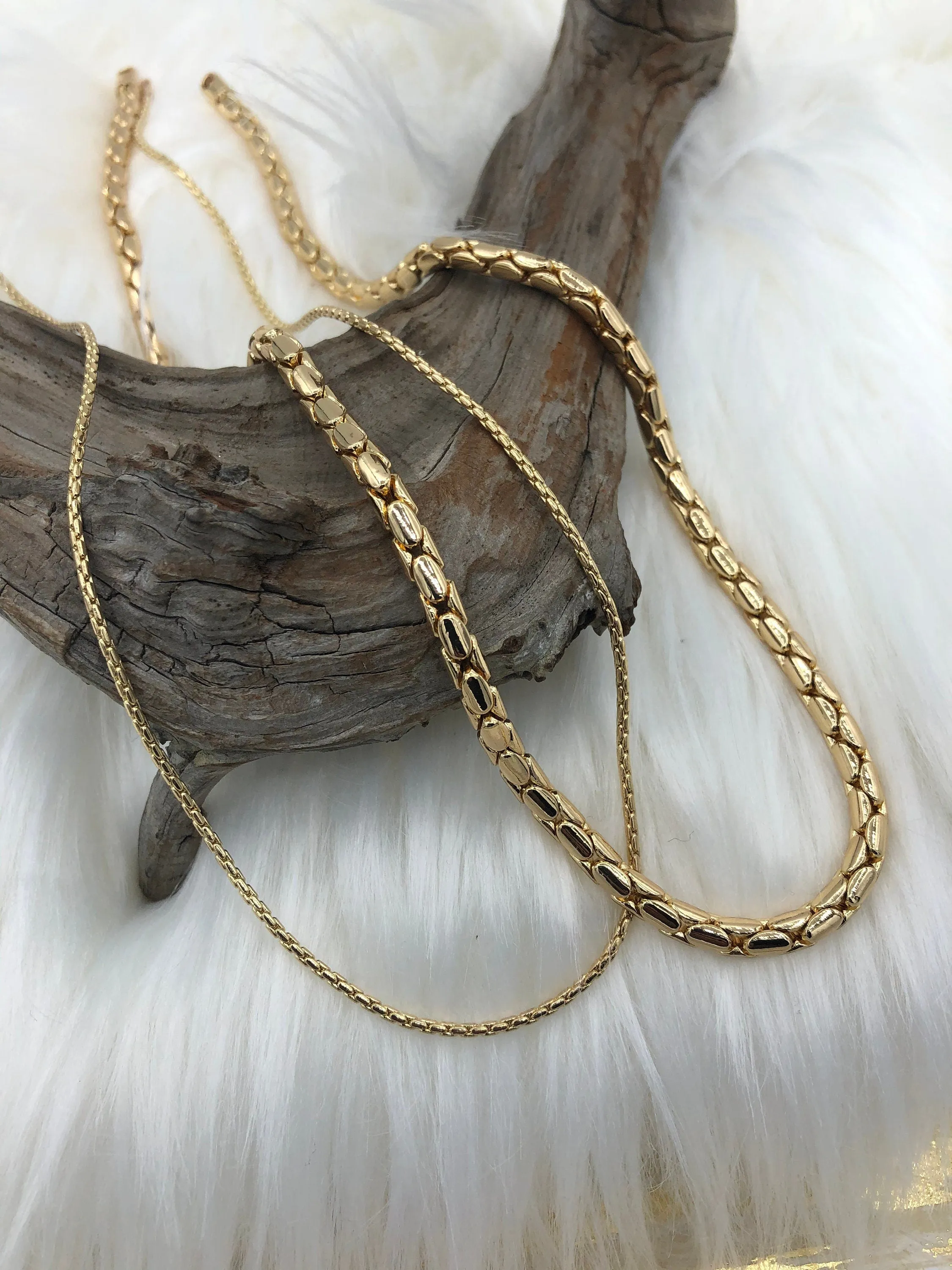 Brass Snake chain, Cobra, Boa Chain. Finished ends, Gold chain, High Quality Brass 4.5mm or 1.7mm , Gold Plated or Rhodium Fast Ship