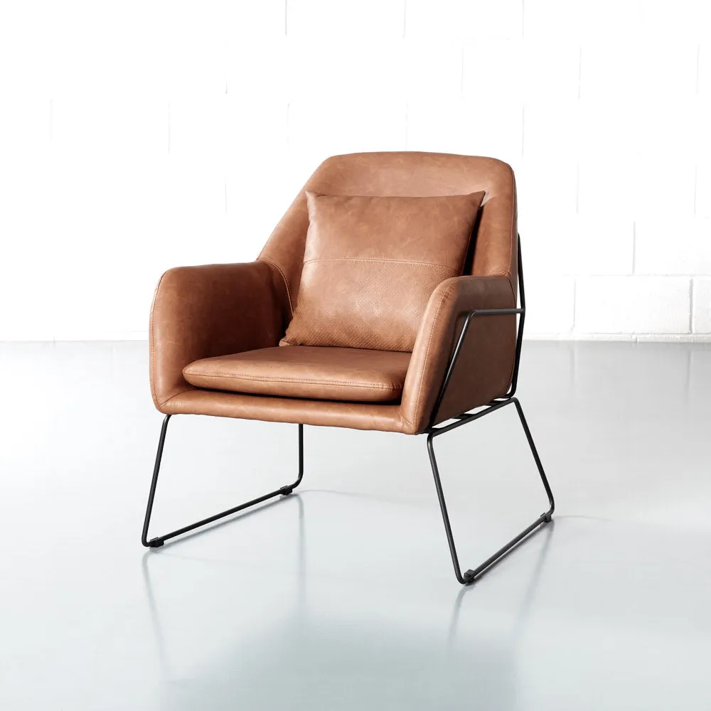 BROOK - Brown Leather Lounge Chair