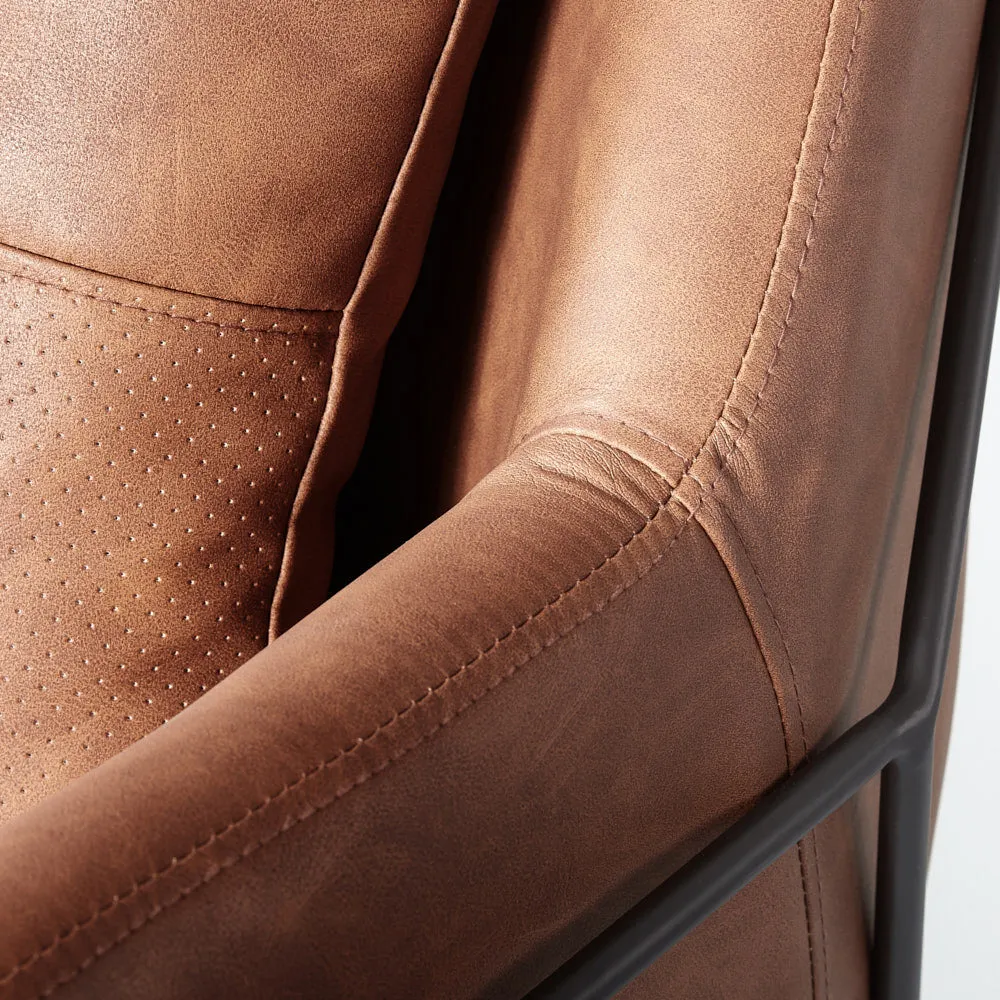 BROOK - Brown Leather Lounge Chair