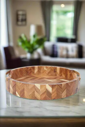 Brown Wooden Round Tray (Medium)