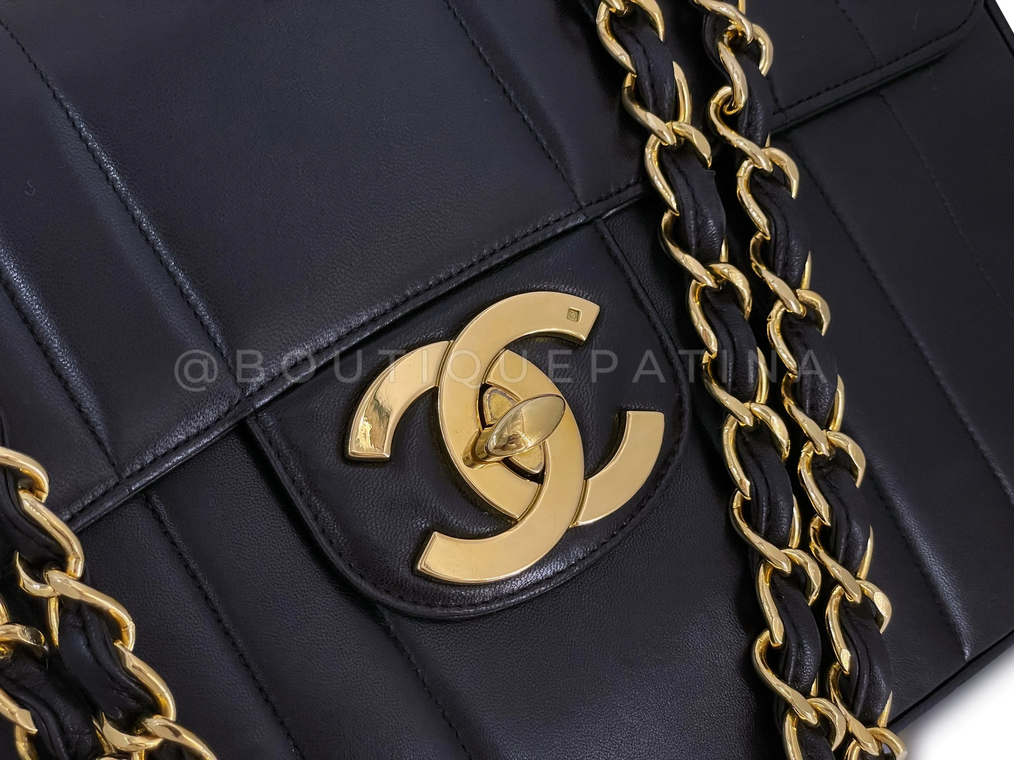 Chanel 1994 Vintage Mademoiselle Jumbo Classic Flap Bag 24k GHW Lambskin