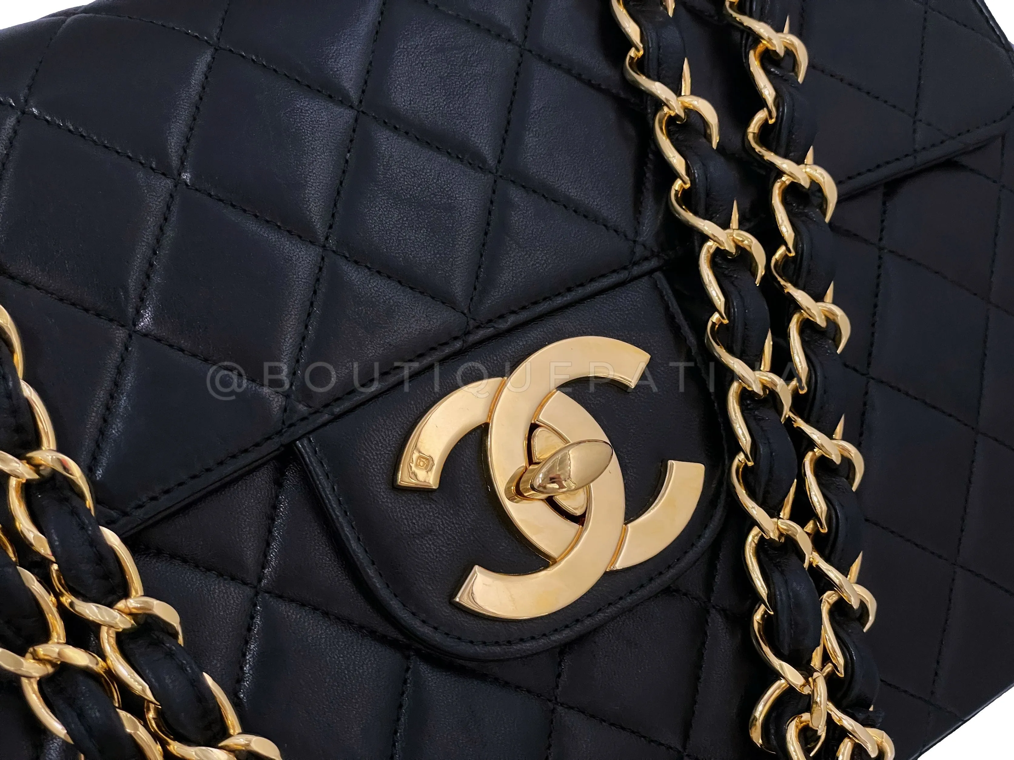 Chanel 1996 Vintage Black Jumbo Classic Flap Bag 24k GHW Lambskin