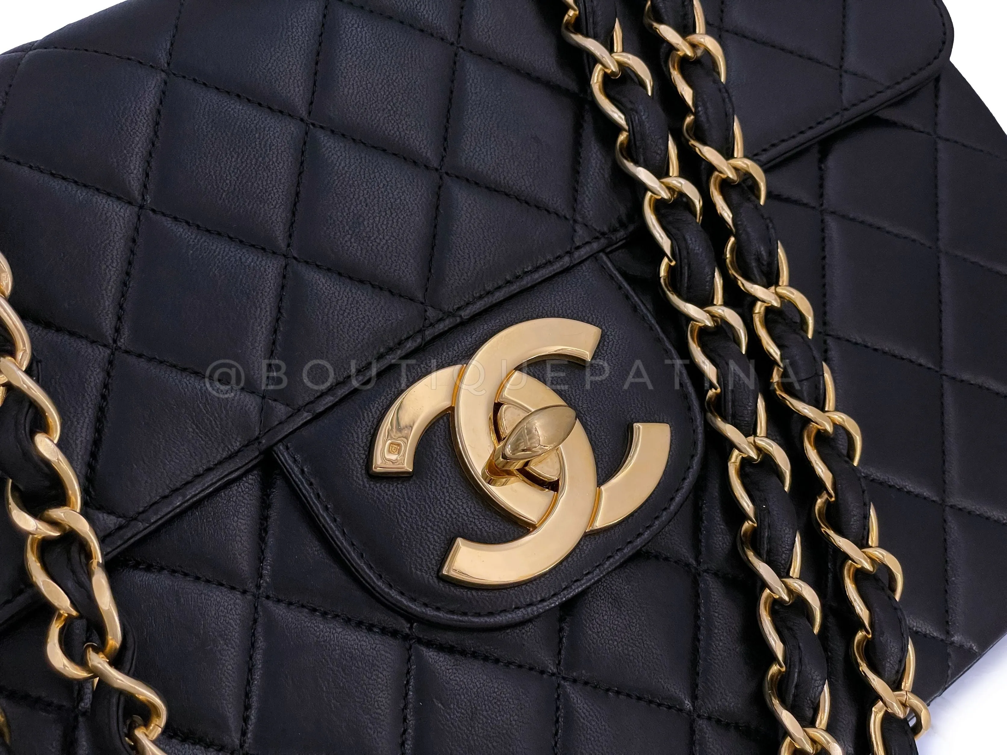 Chanel 1996 Vintage Black Jumbo Classic Flap Bag 24k GHW