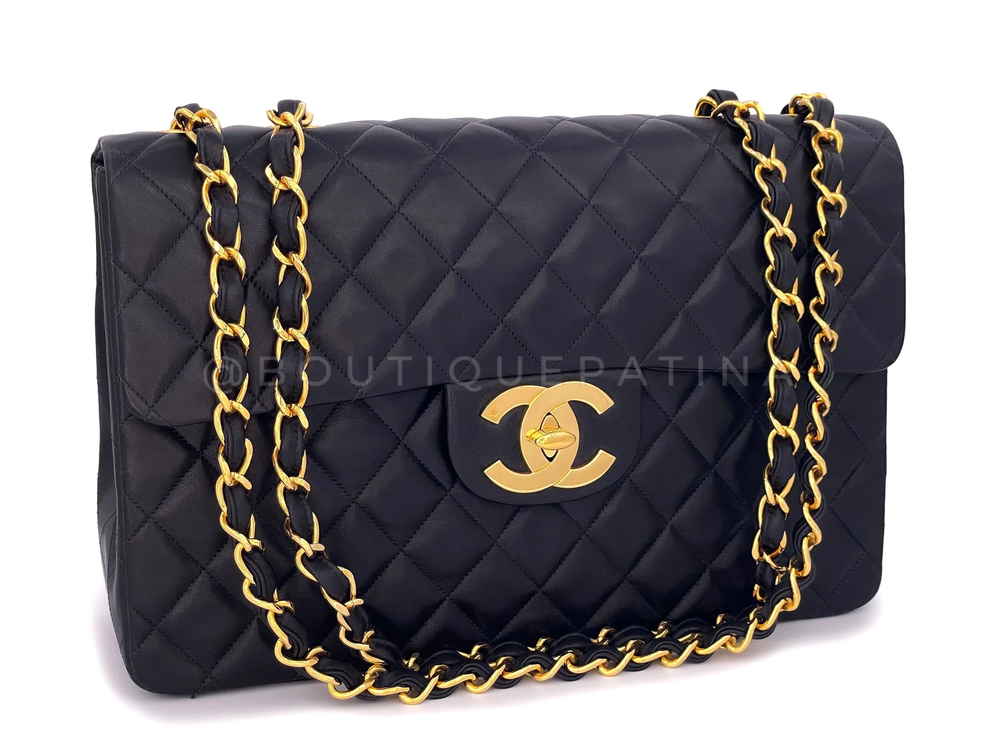 Chanel 1996 Vintage Black Maxi "Jumbo XL" Classic Flap Bag 24k GHW