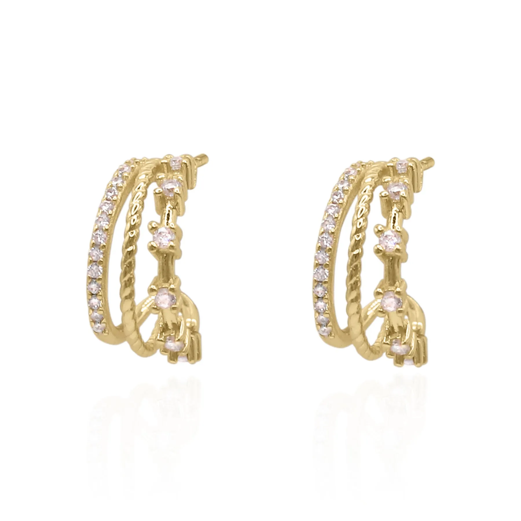 Ciara Triple Hoop Earrings | 18k Gold Plated