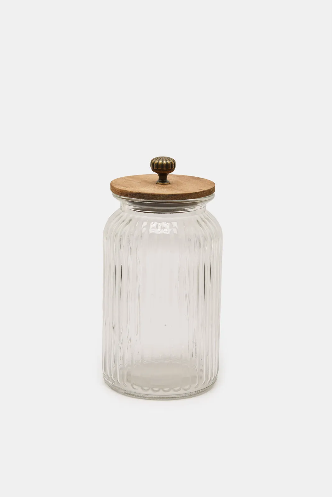 Clear Glass Jar With Wooden Lid (Large)