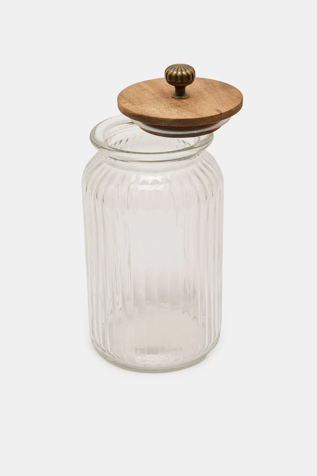 Clear Glass Jar With Wooden Lid (Large)