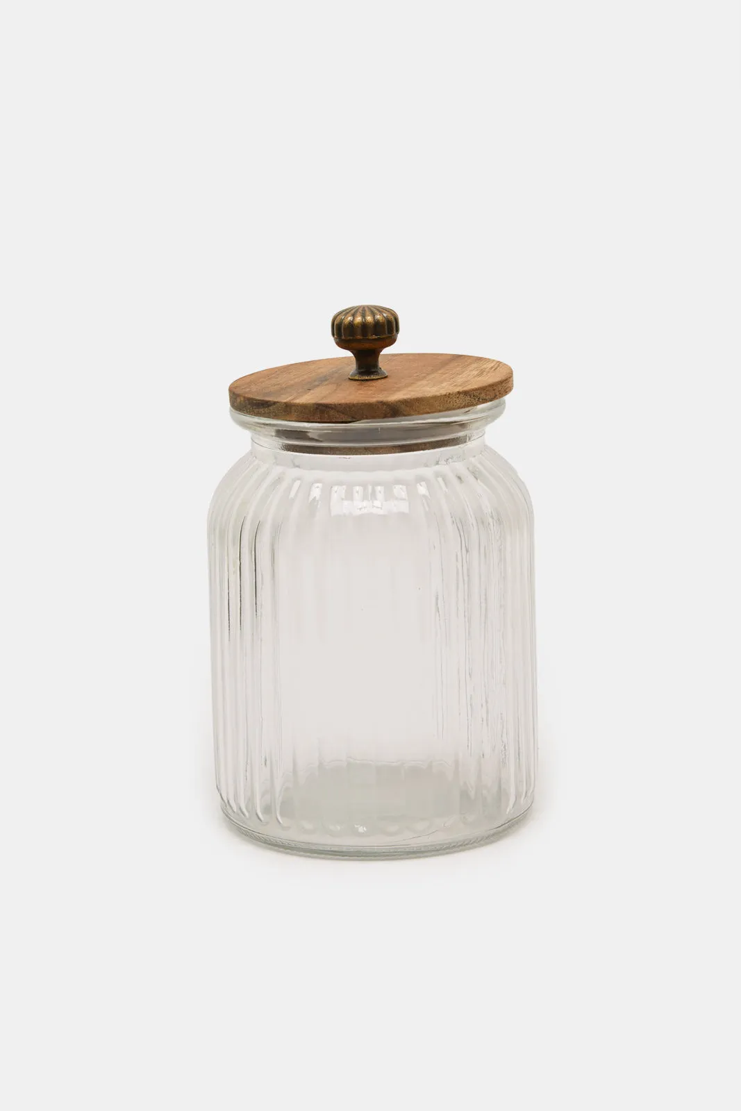 Clear Glass Jar With Wooden Lid (Medium)