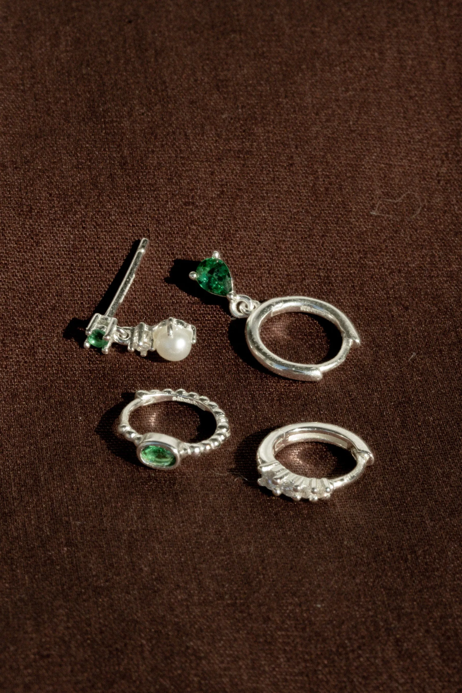 Clio Emerald Earrings Set - Sterling Silver