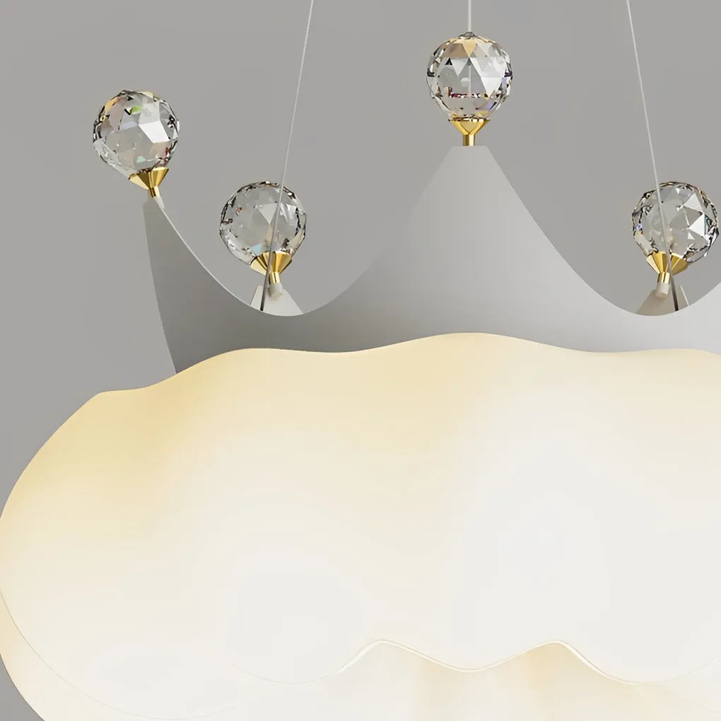 Clouds Crystal Crowns LED Three Step Dimming Ins Modern Chandelier Light