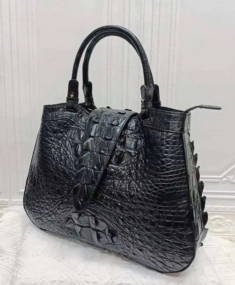 Crocodile Leather Top Handle Shoulder Bag