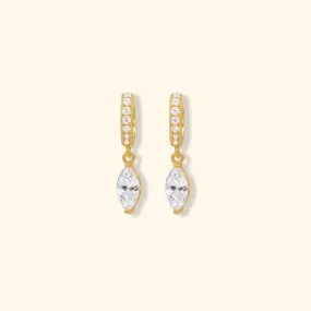 Crystal Marquise Drop Huggie Hoop Earrings