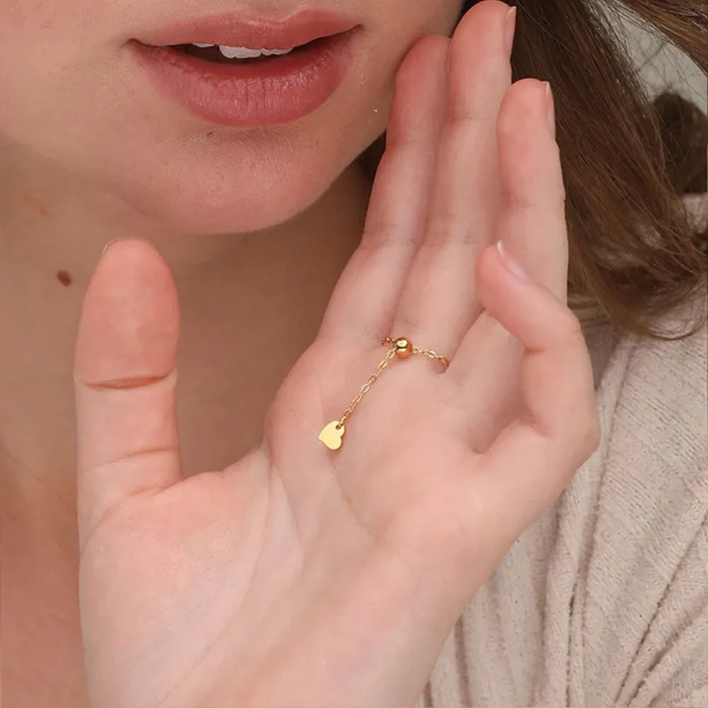 Dainty Black Stone Adjustable Chain Ring