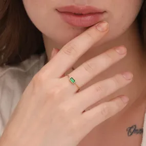 Dainty Green Emerald Adjustable Chain Ring