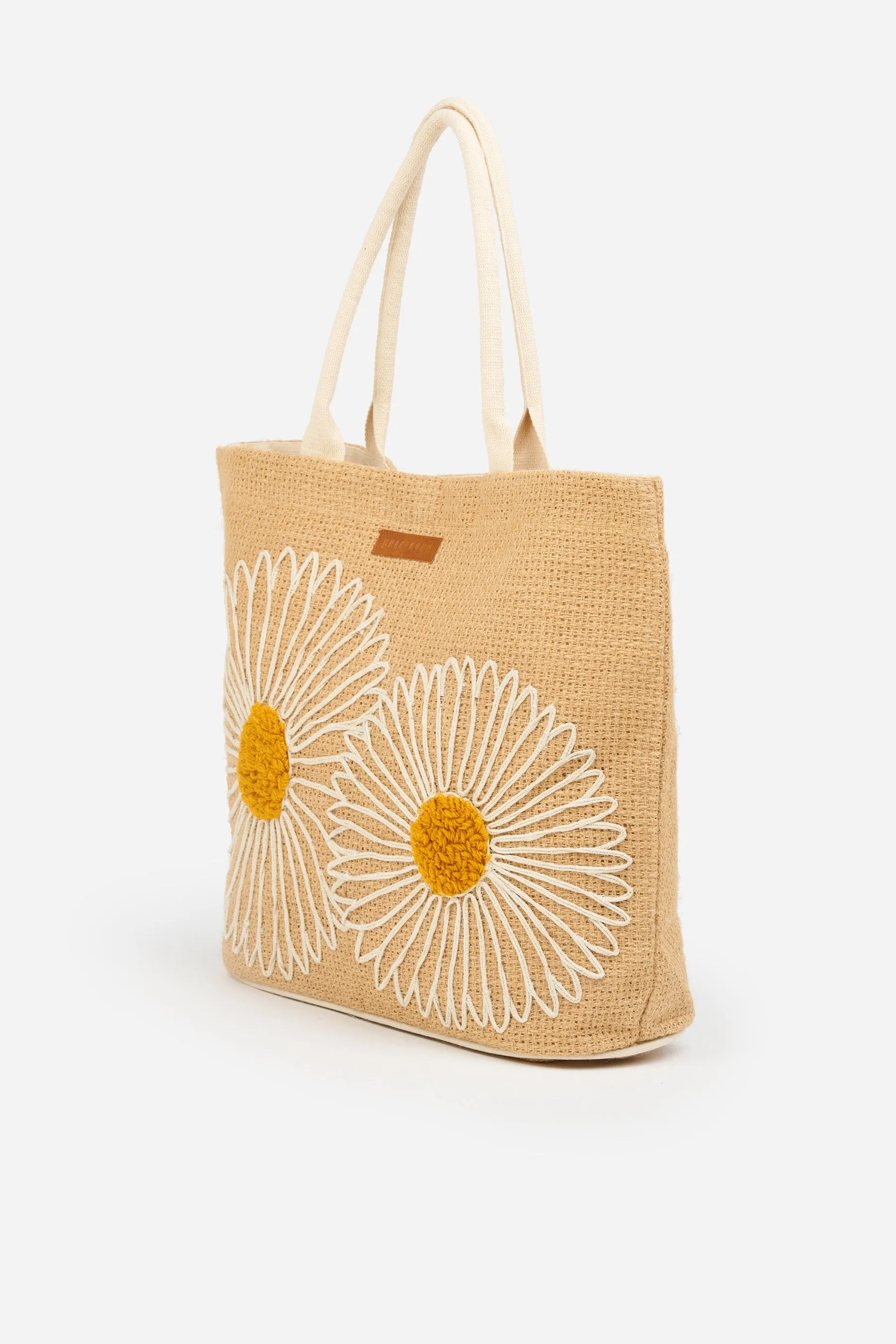 Daisy Jute Beach Bag