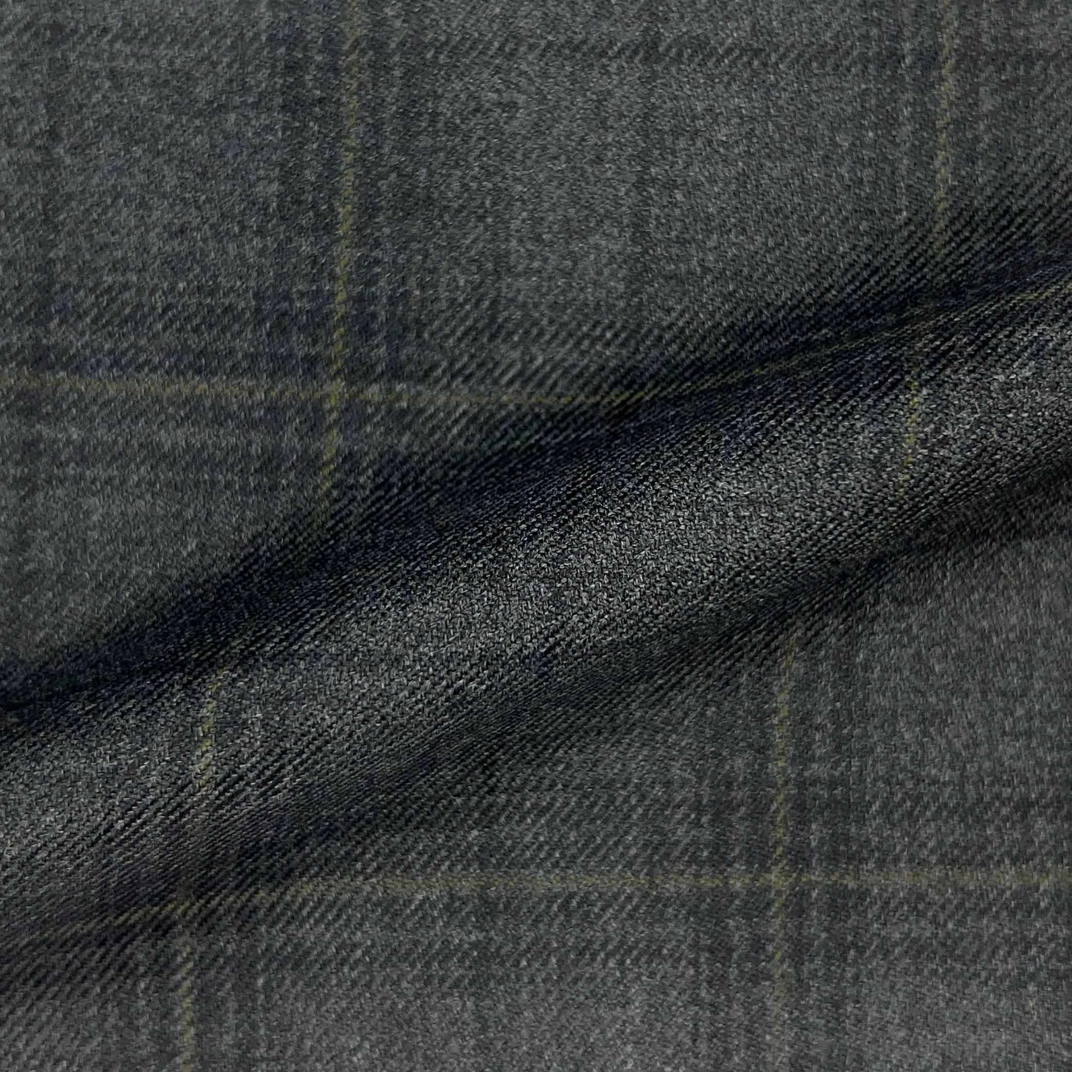 Dark Grey With Olive Green Windowpane