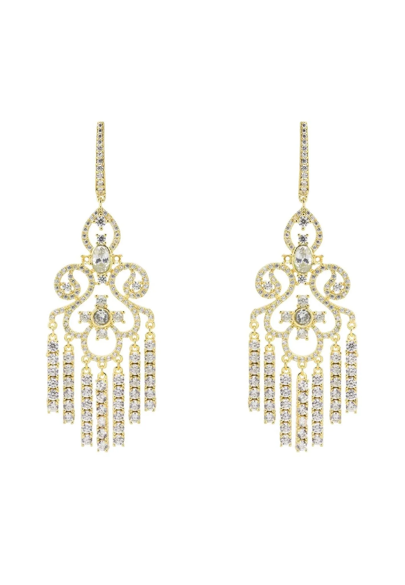 Deco Chandelier Drops Earrings Gold