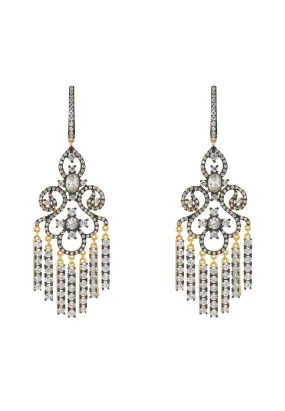 Deco Chandelier Drops Earrings Rosegold Oxidised