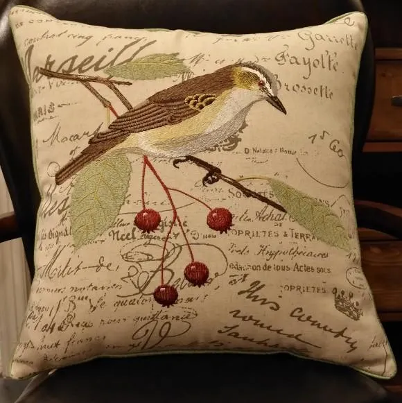 Decorative Throw Pillows, Bird Throw Pillows, Pillows for Farmhouse, Sofa Throw Pillows, Embroidery Throw Pillows, Rustic Pillows for Couch