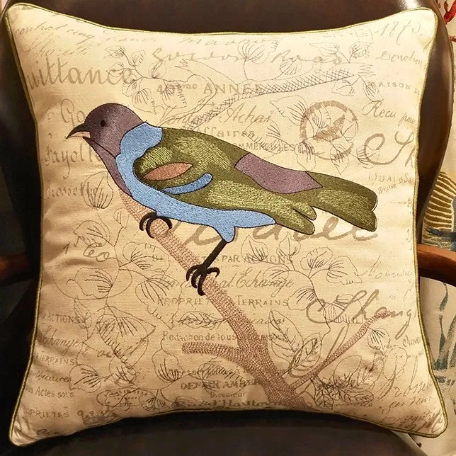 Decorative Throw Pillows for Couch, Bird Pillows, Pillows for Farmhouse, Sofa Throw Pillows, Embroidery Throw Pillows, Rustic Pillows