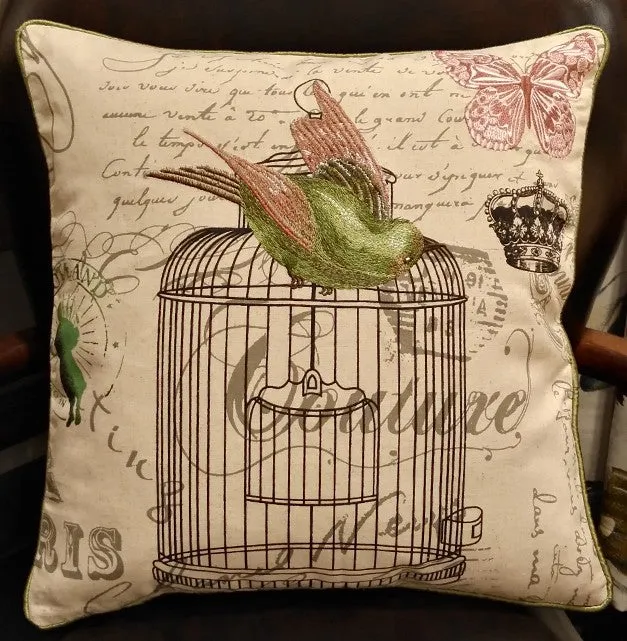 Decorative Throw Pillows for Couch, Bird Pillows, Pillows for Farmhouse, Sofa Throw Pillows, Embroidery Throw Pillows, Rustic Pillows