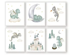 Dragon Nursery Prints Set of 6