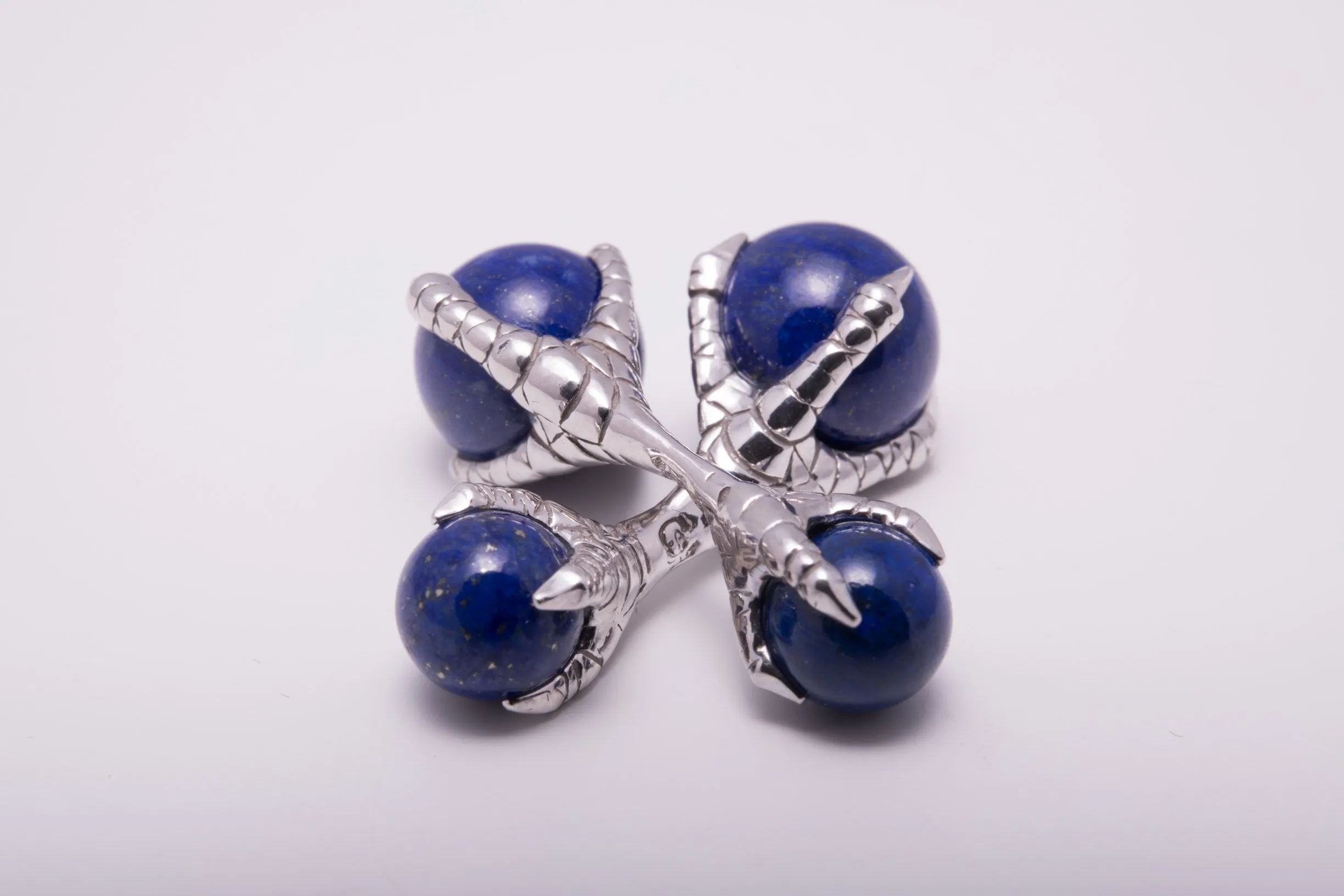 Eagle Claw Lapis Lazuli Silver Cufflinks