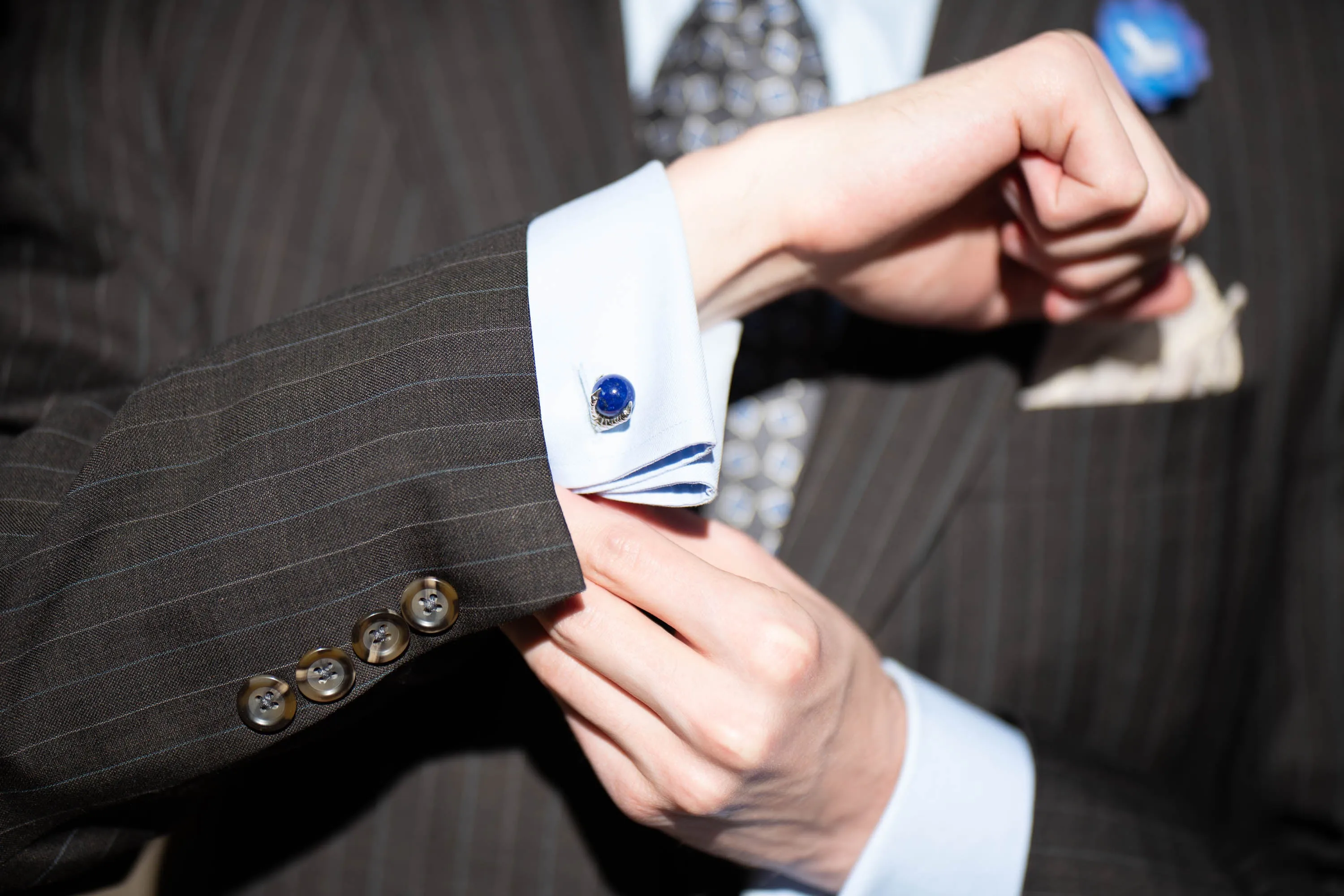 Eagle Claw Lapis Lazuli Silver Cufflinks