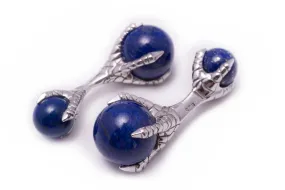 Eagle Claw Lapis Lazuli Silver Cufflinks