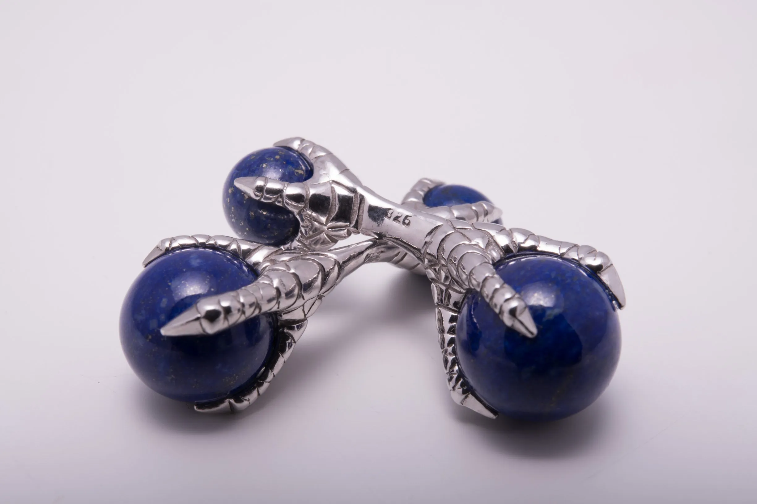 Eagle Claw Lapis Lazuli Silver Cufflinks