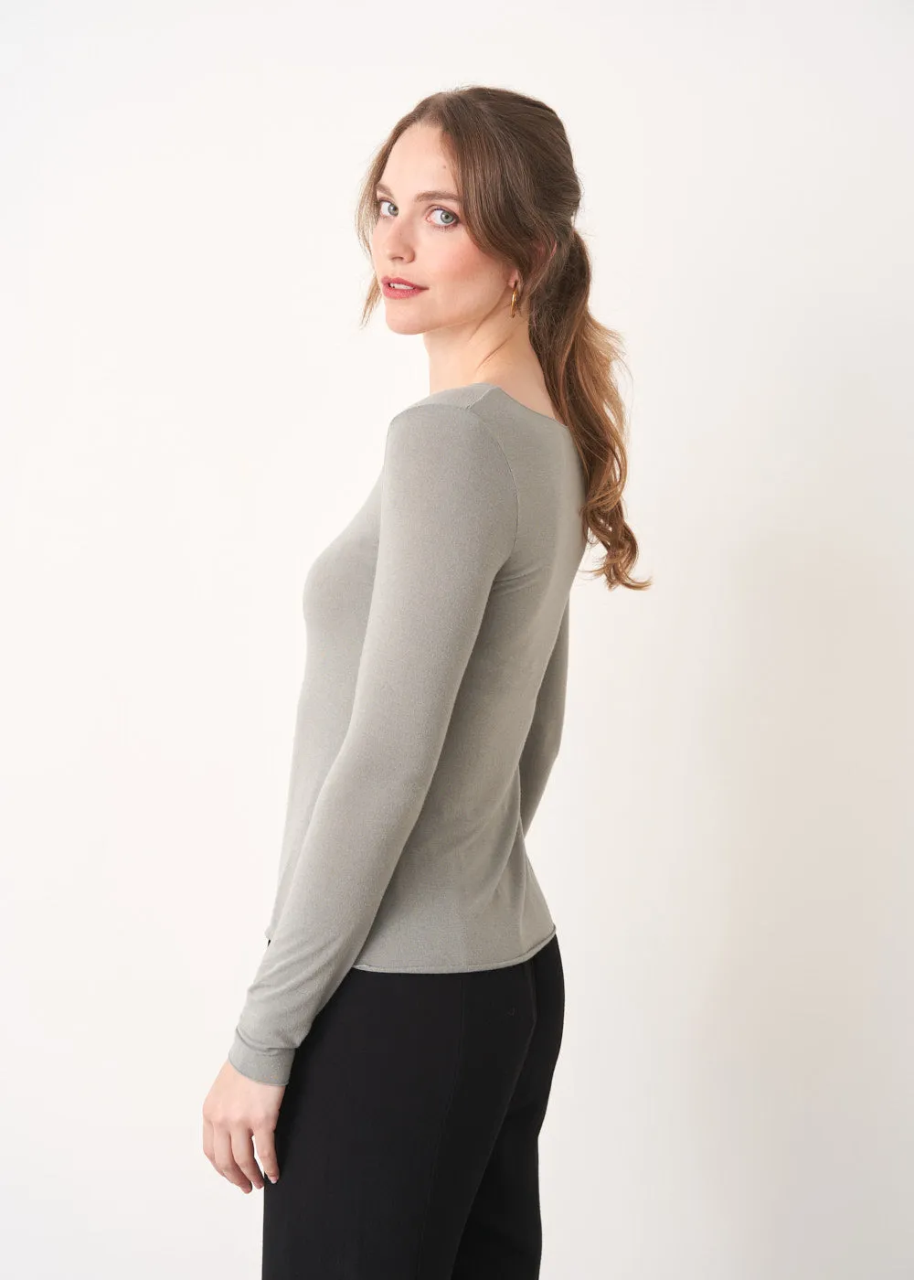 EDDY SOFT CASHMERE MIX TOP - SAGE