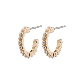 EKTA pearl huggie hoop earrings rosegold-plated