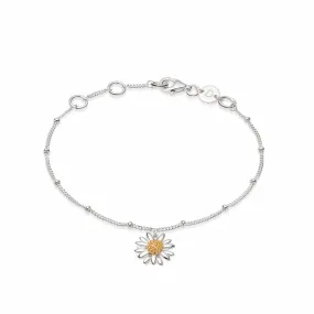 English Daisy Drop Bobble Bracelet Sterling Silver