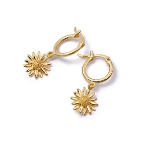 English Daisy Drop Earrings 18ct Gold Plate