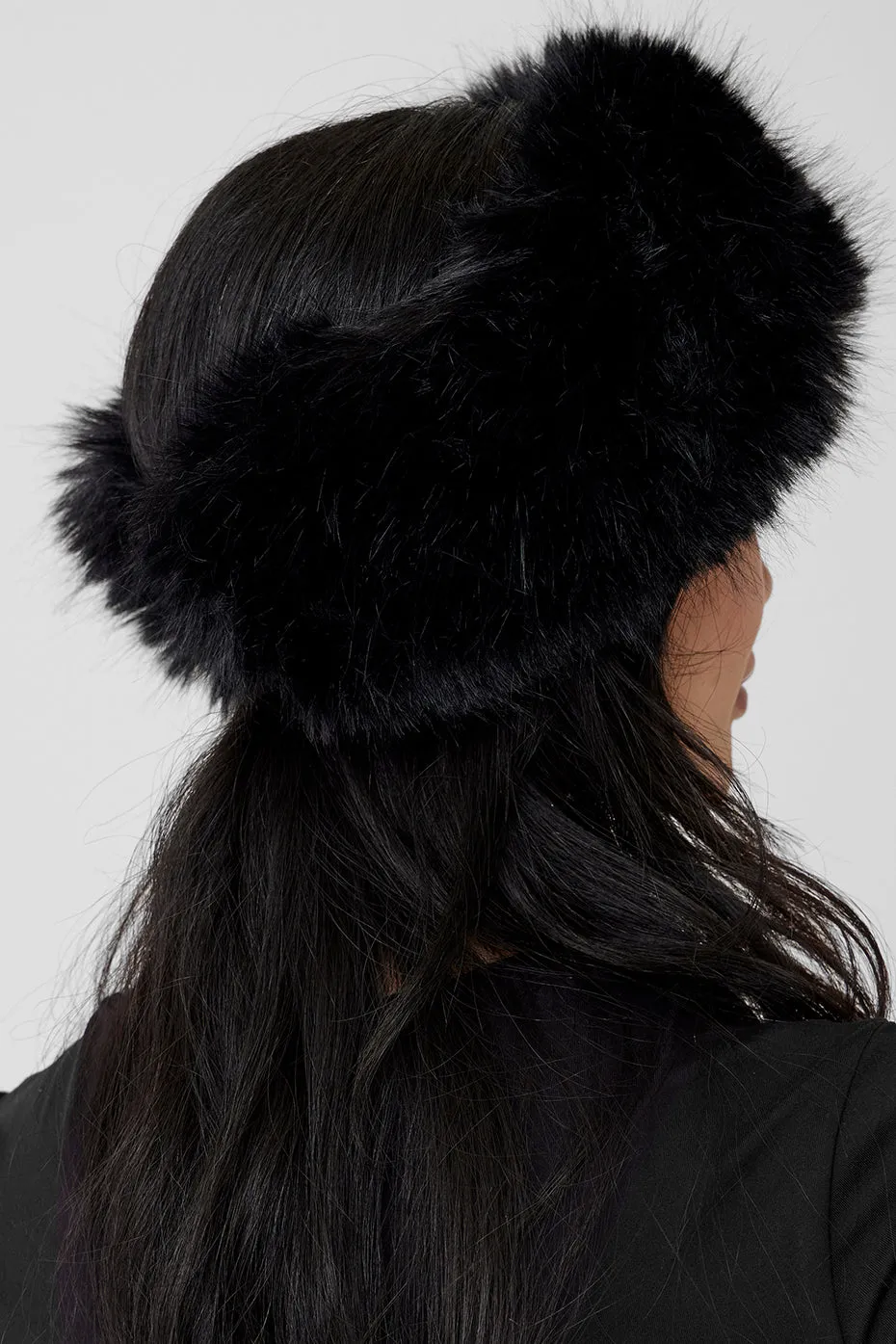 Faux Fur Wintersun Headband - Black