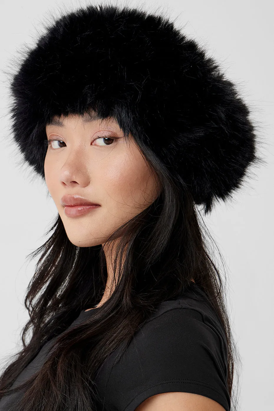 Faux Fur Wintersun Headband - Black