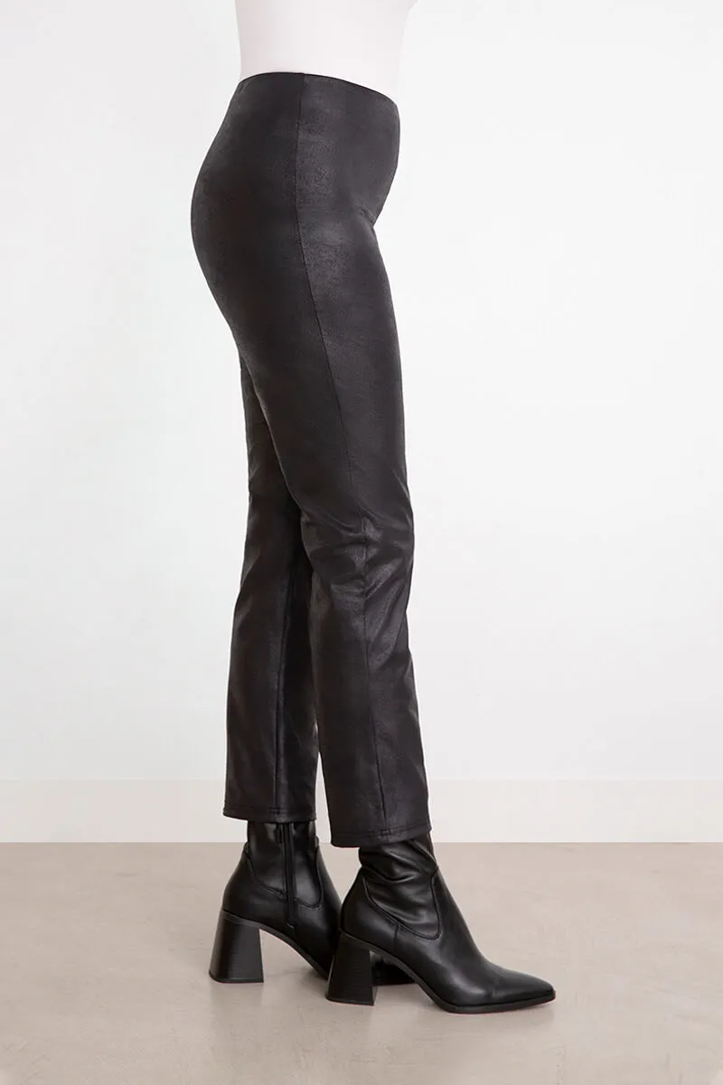 Faux Leather Narrow Pant Midi | Onyx