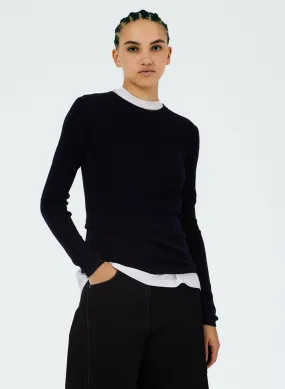 Feather Weight Ribbed Crewneck Pullover Sweater