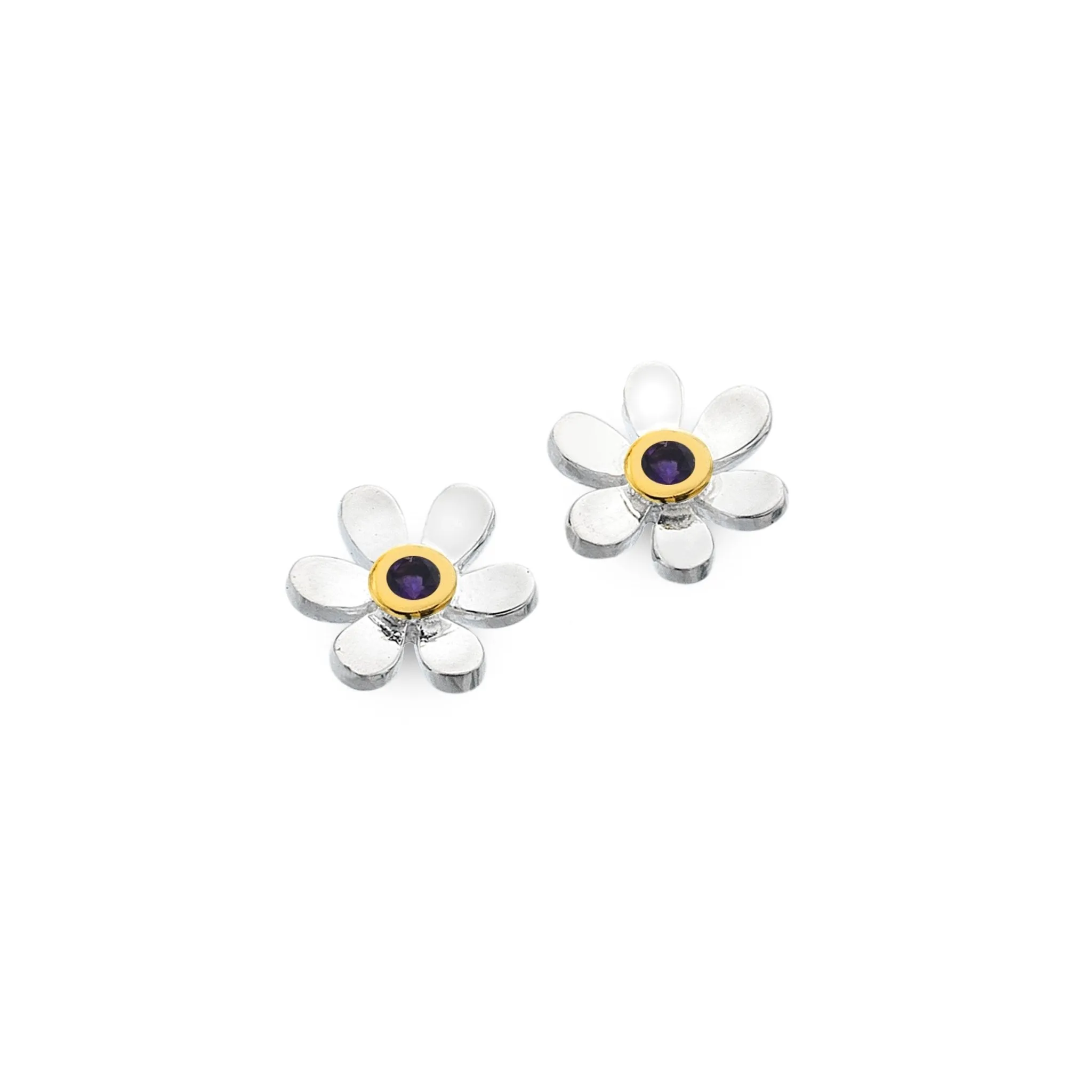 February birthstone daisy studs