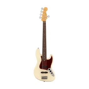 Fender American Professional II 5-String Jazz Bass Electric Guitar, RW FB, Olympic White