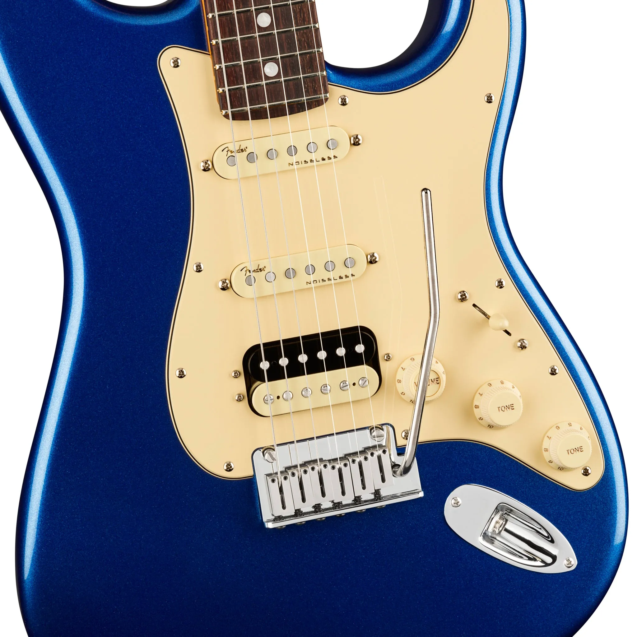 Fender American Ultra HSS Stratocaster Electric Guitar, RW FB, Cobra Blue