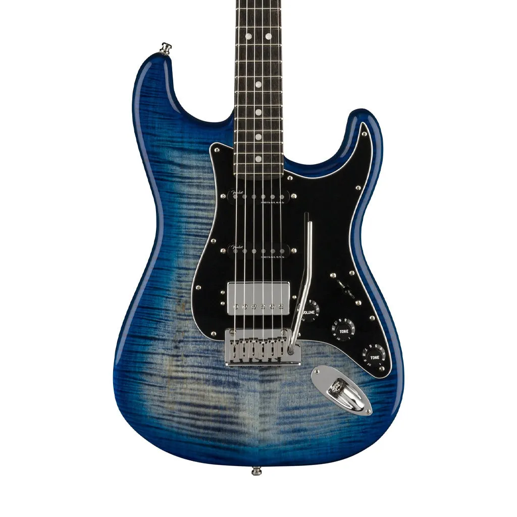 Fender American Ultra Limited Edition HSS Stratocaster Electric Guitar, Ebony FB, Denim Burst