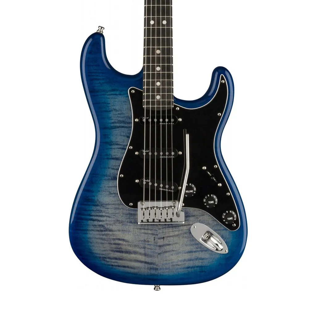 Fender American Ultra Limited Edition Stratocaster Electric Guitar, Ebony FB, Denim Burst